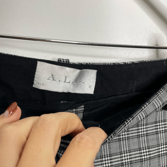 A.L.C. Houndstooth plaid skinny cropped pants wool blend mid rise WOMENS 6 - Picture 4 of 7
